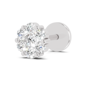 0.09 Carat Round Shape Floral Nose Pin | 14K White Gold-Screw