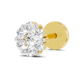 0.09 Carat Round Shape Floral Nose Pin | 14K Yellow Gold-Screw