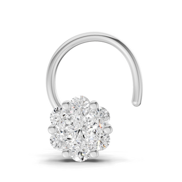 0.09 Carat Round Shape Floral Nose Pin | 14K White Gold