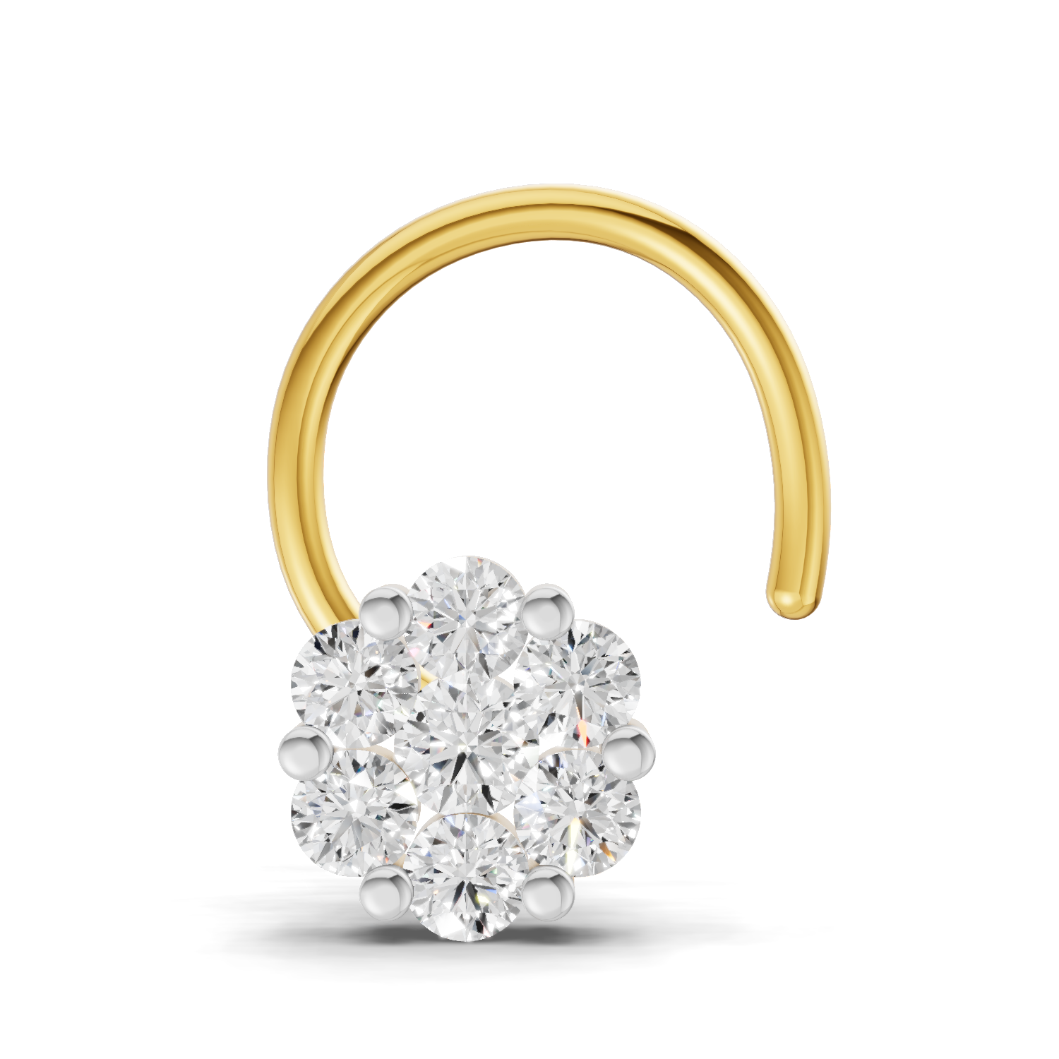 0.09 Carat Round Shape Floral Nose Pin | 14K Yellow Gold