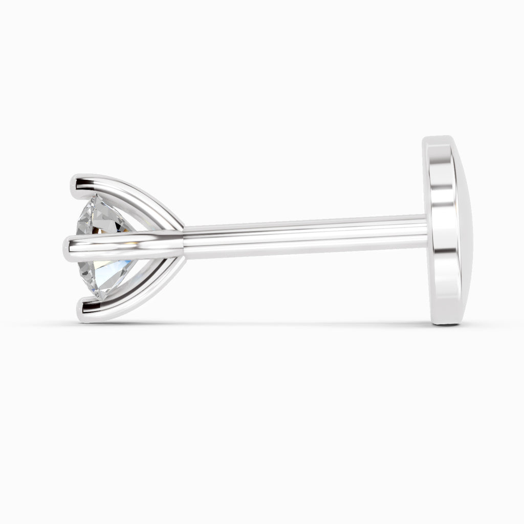 0.03 Carat Round Shape 4 Prong Solitaire Diamond Nose Pin | 14K Yellow Gold-Screw
