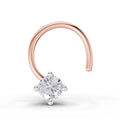 0.03 Ct Round Shape 4 Prong Solitaire Diamond Nose Pin | 14K Rose Gold