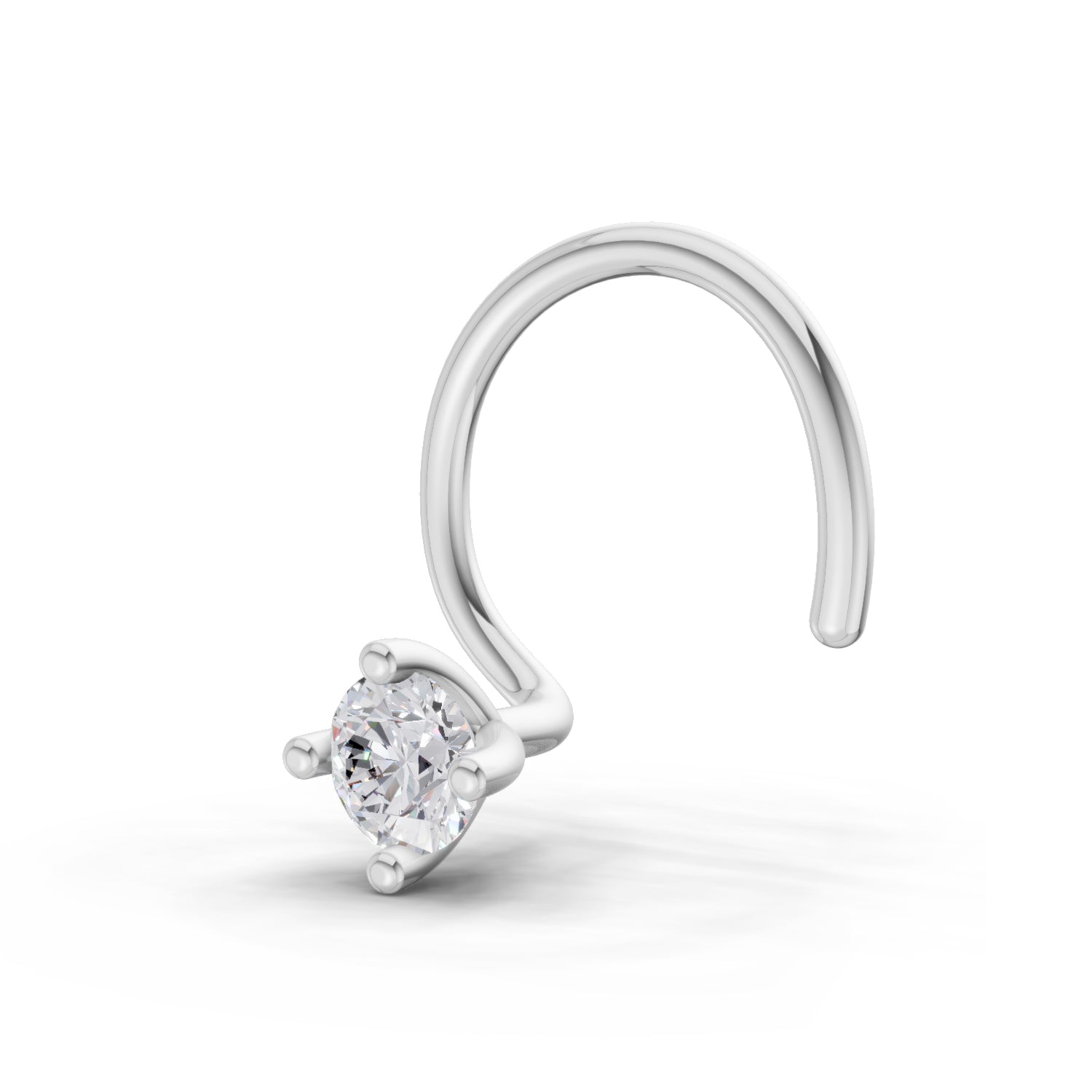 0.03 Ct Round Shape 4 Prong Solitaire Diamond Nose Pin | 14K Yellow Gold