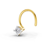 0.03 Ct Round Shape 4 Prong Solitaire Diamond Nose Pin | 14K Yellow Gold