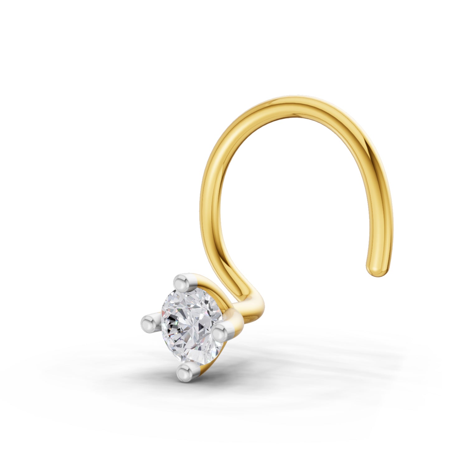 0.03 Ct Round Shape 4 Prong Solitaire Diamond Nose Pin | 14K Yellow Gold