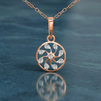 0.19 Ct Pinwheel Diamond Pendant Necklace in 14Kt