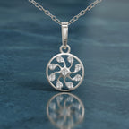 0.19 Ct Pinwheel Diamond Pendant Necklace in 14Kt