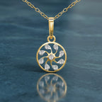 0.19 Ct Pinwheel Diamond Pendant Necklace in 14Kt