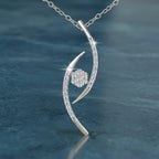0.2 Ct Cluster Diamond Pendant Necklace in 14Kt