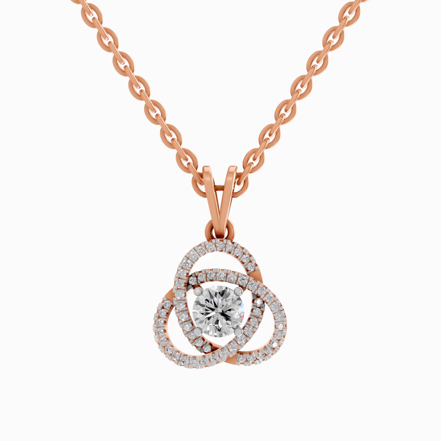 0.50 ct Infinity Knot Halo Diamond Pendant in 14K