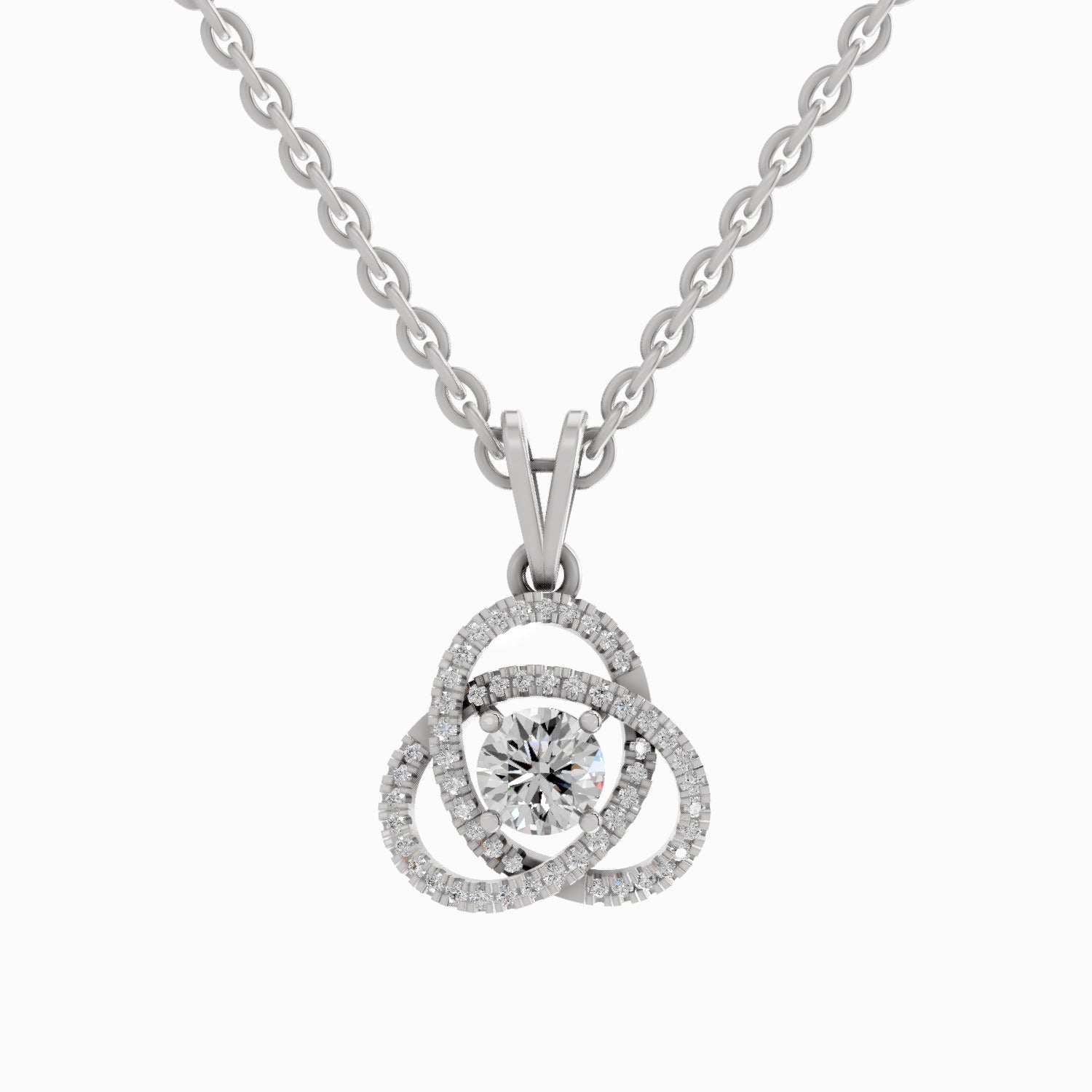 0.50 ct Infinity Knot Halo Diamond Pendant in 14K