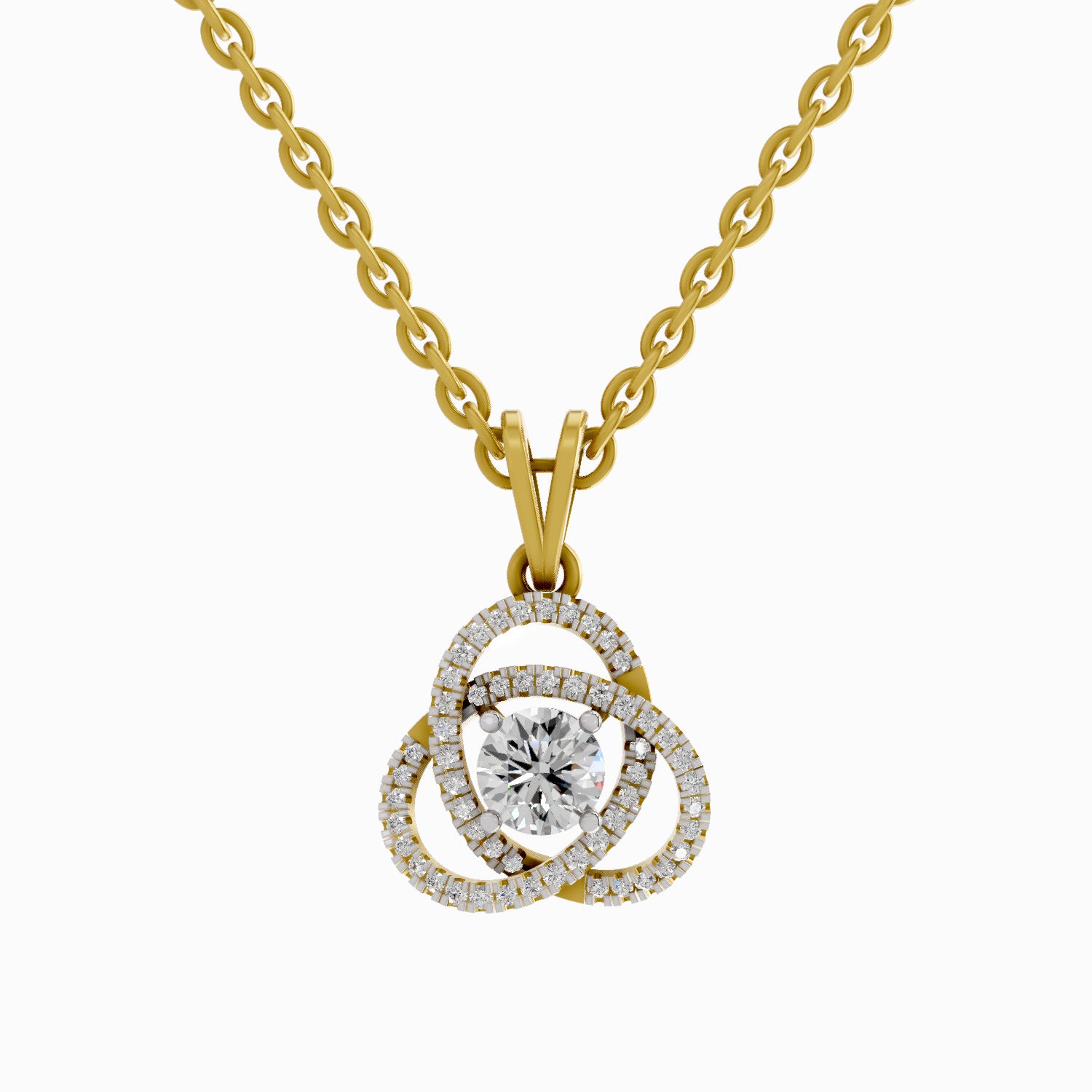 0.50 ct Infinity Knot Halo Diamond Pendant in 14K