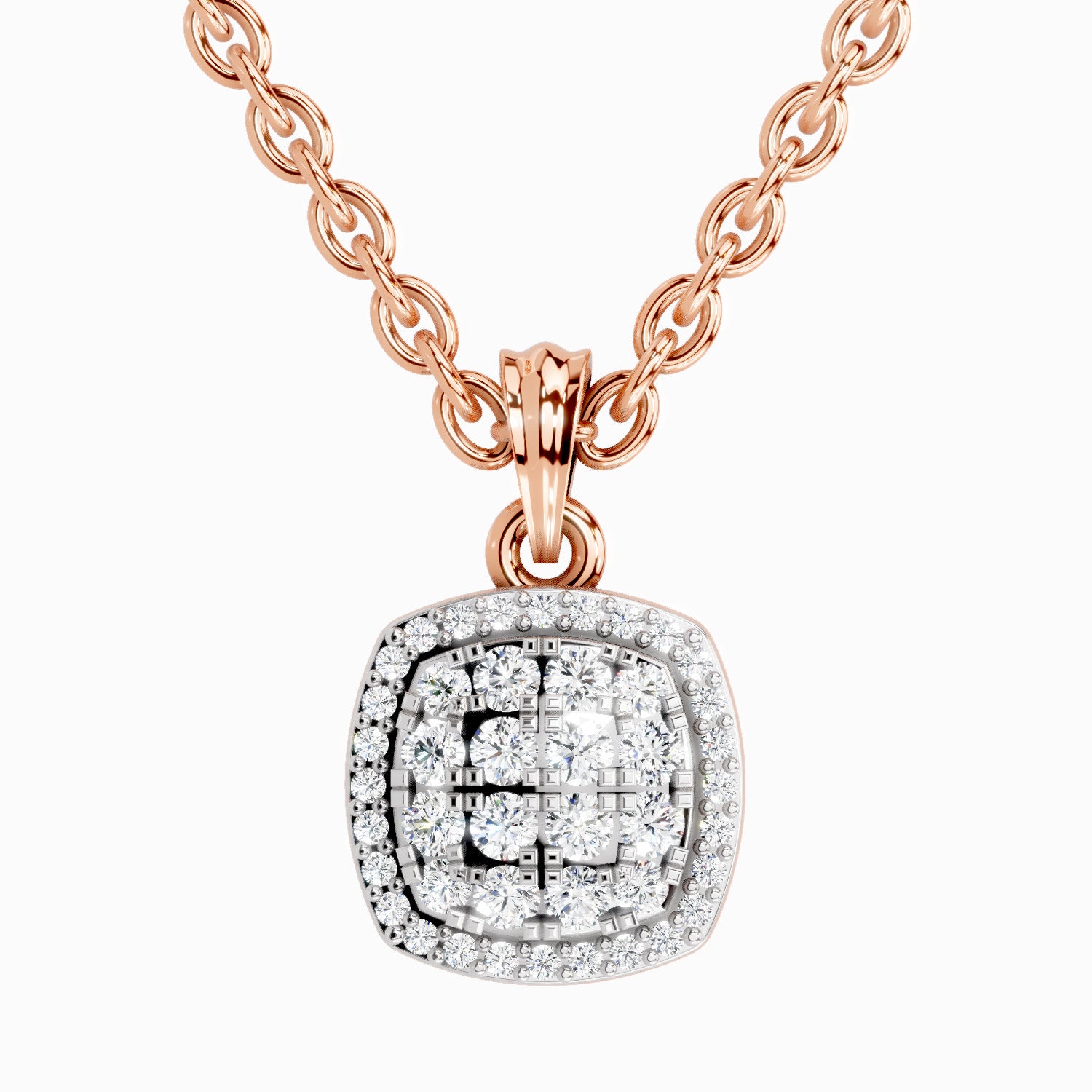 0.26 Carat Round Cluster Pendant | 14K Rose Gold