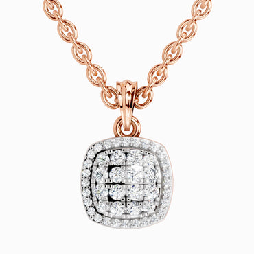 0.26 Carat Round Cluster Pendant | 14K Rose Gold