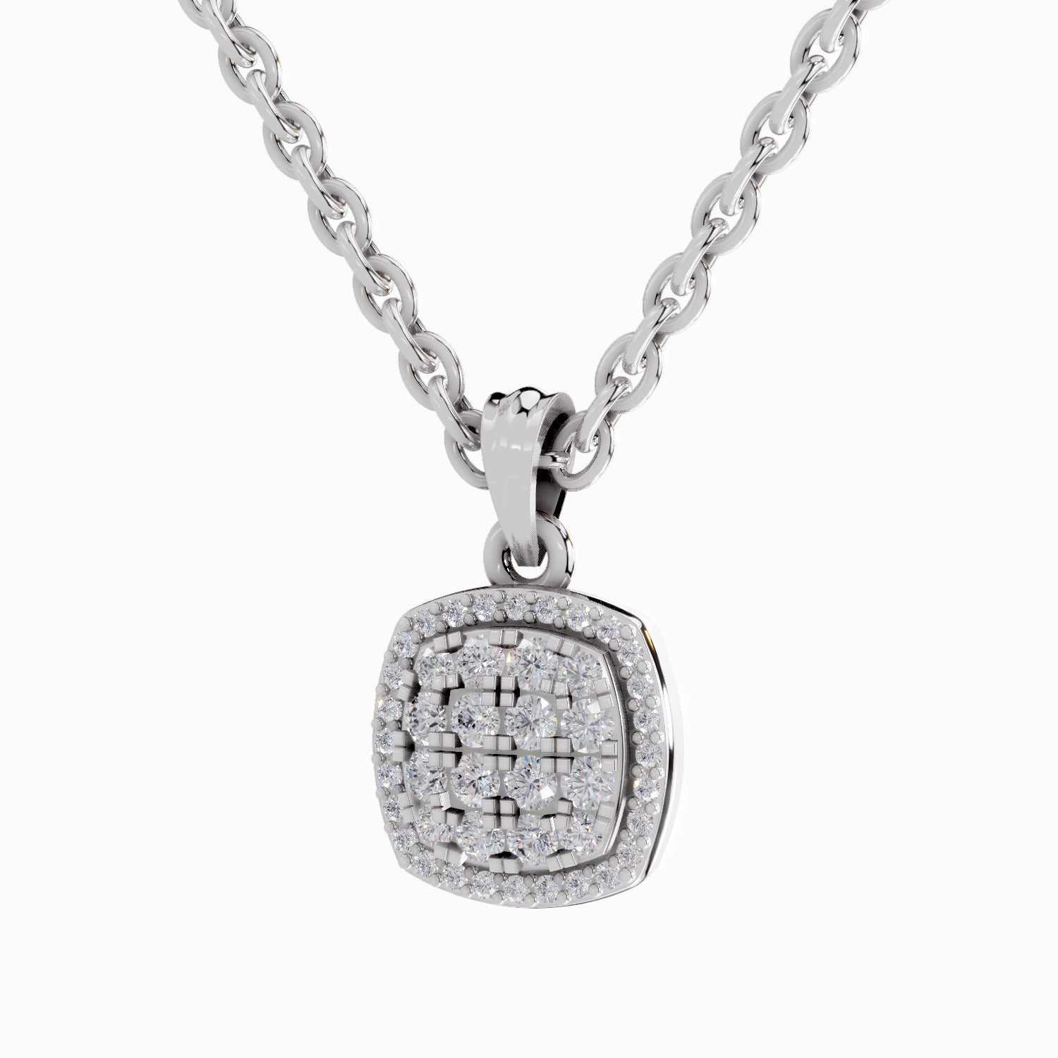 0.26 Carat Round Cluster Pendant | 14K White Gold