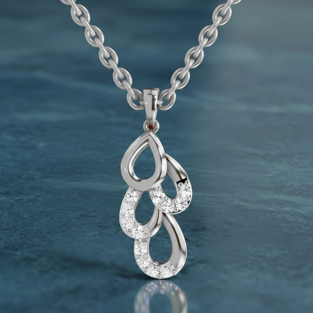 Lab Grown Diamond 0.12 Carat Drop Pendant for Women in 14K