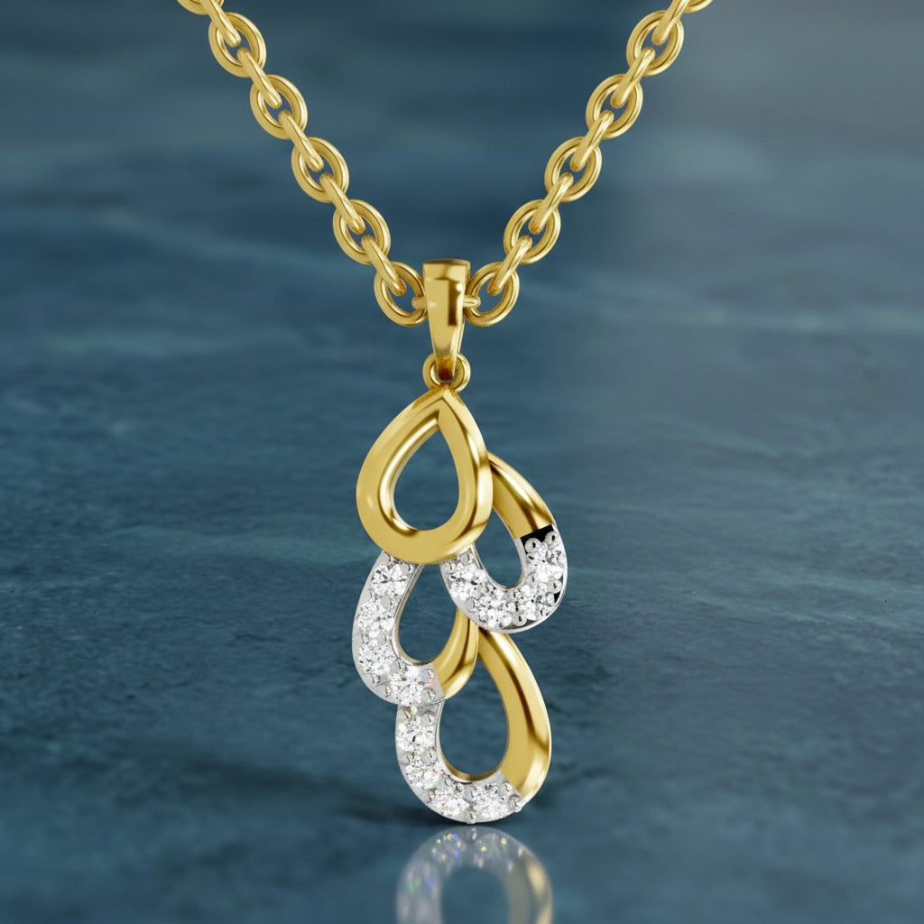 Lab Grown Diamond 0.12 Carat Drop Pendant for Women in 14K