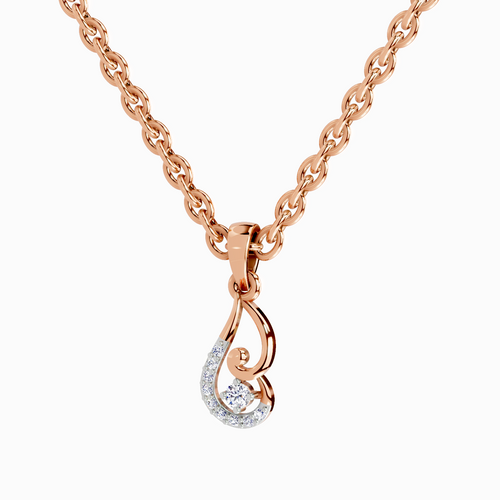 0.04 Carat Round Shape Luminous Curve Pendant | 14K Rose Gold