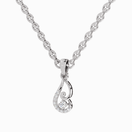 0.04 Carat Round Shape Luminous Curve Pendant | 14K White Gold