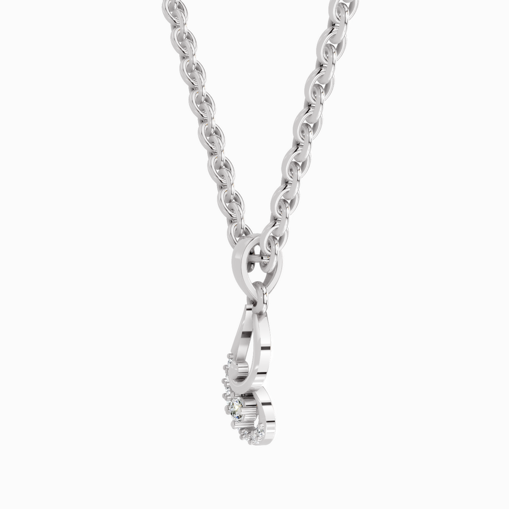 0.04 Carat Round Shape Luminous Curve Pendant | 14K White Gold