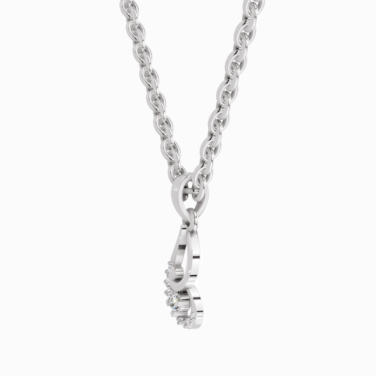 0.04 Carat Round Shape Luminous Curve Pendant | 14K White Gold