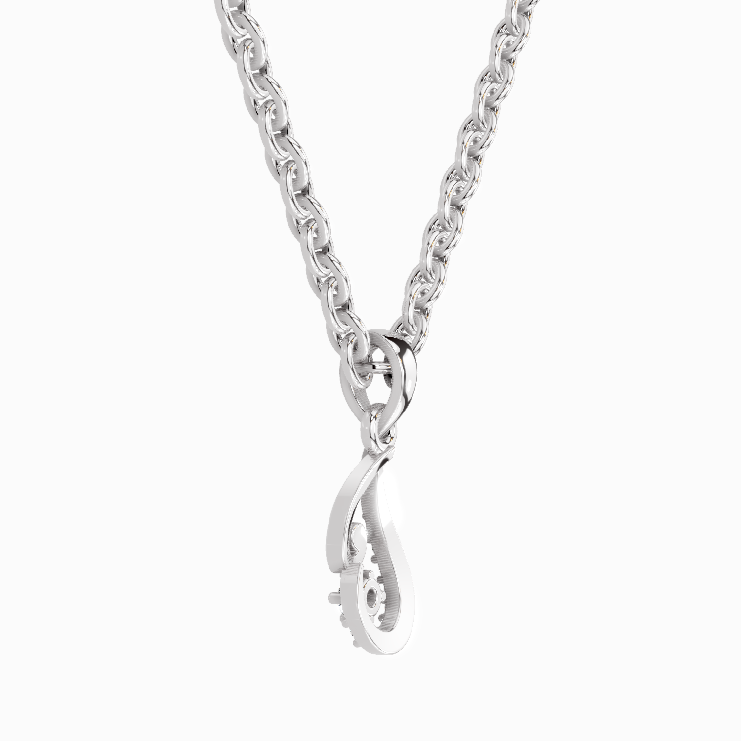 0.04 Carat Round Shape Luminous Curve Pendant | 14K White Gold