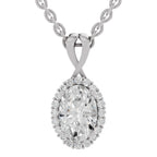 2.23 Ct Oval Shape Halo Diamond Pendant in 14K