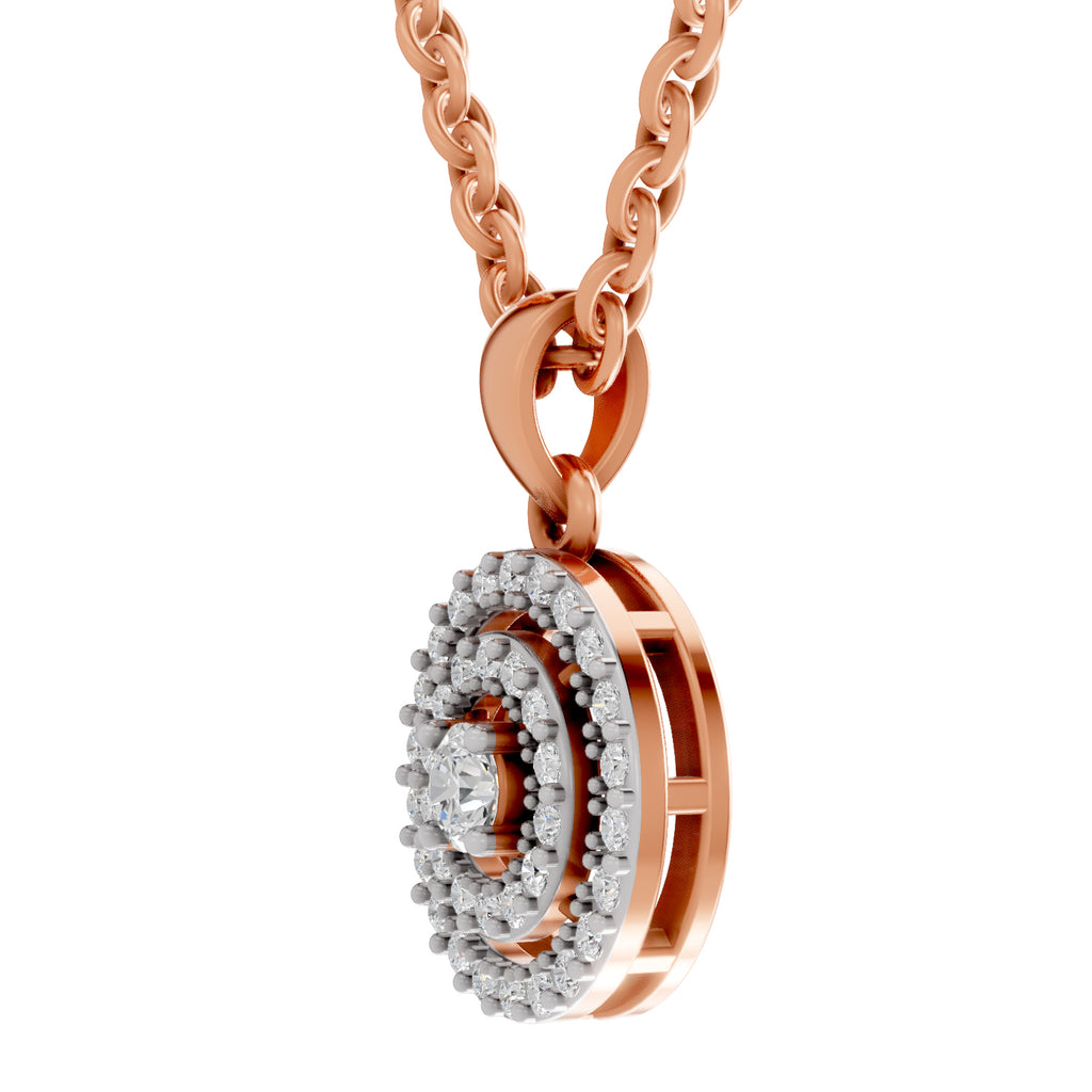 0.28 Ct Double Halo Diamond Pendant in 14K