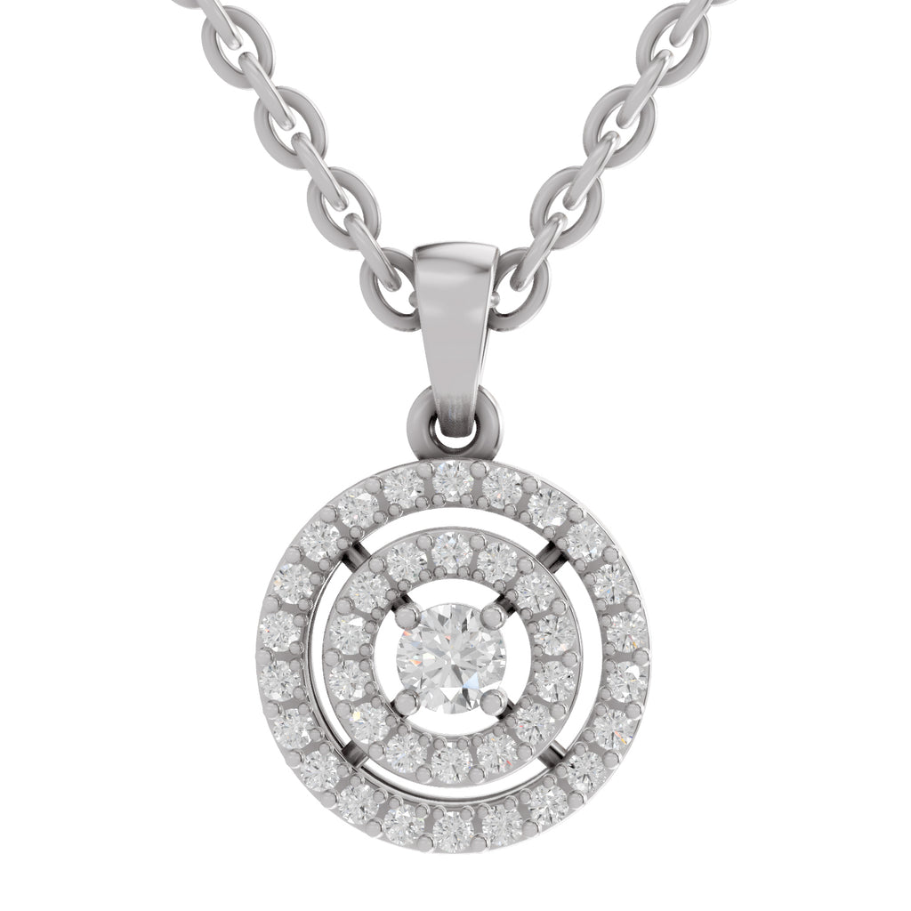 0.28 Ct Double Halo Diamond Pendant in 14K