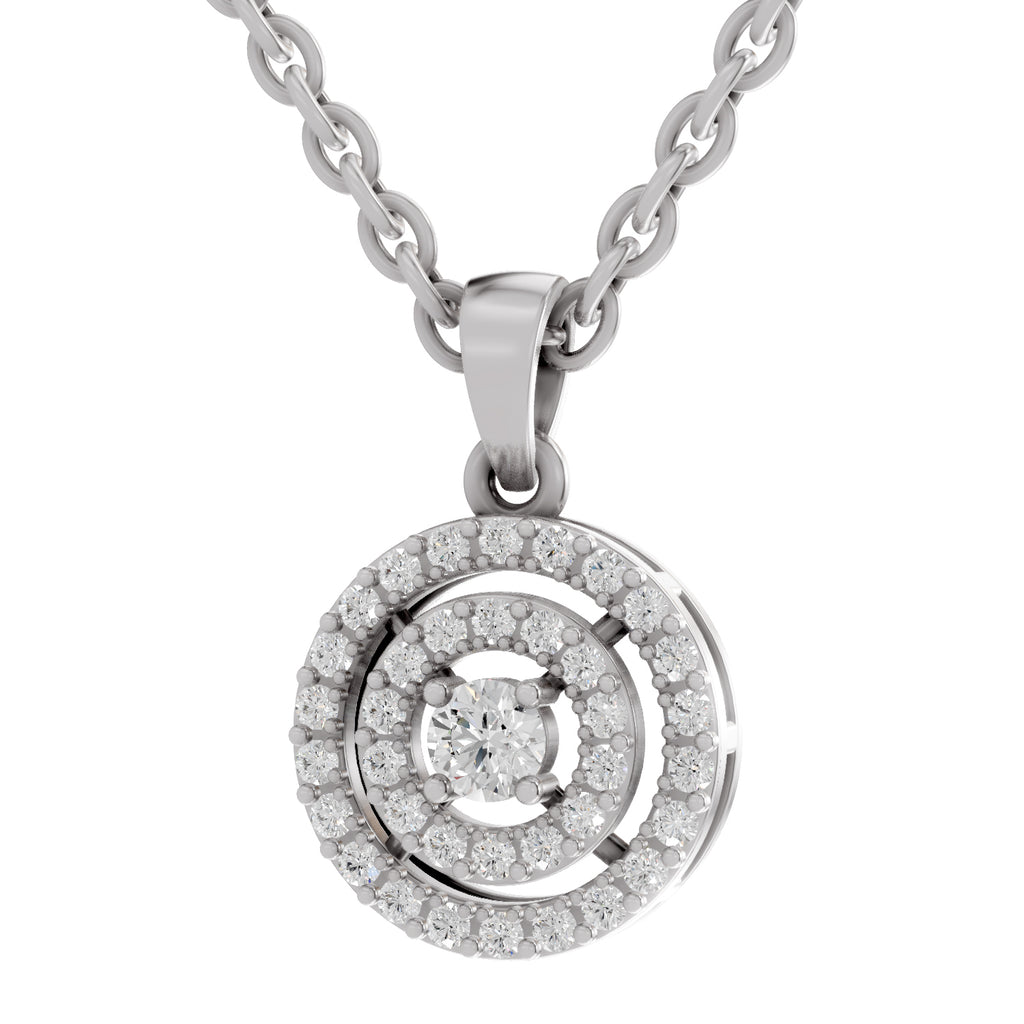 0.28 Ct Double Halo Diamond Pendant in 14K