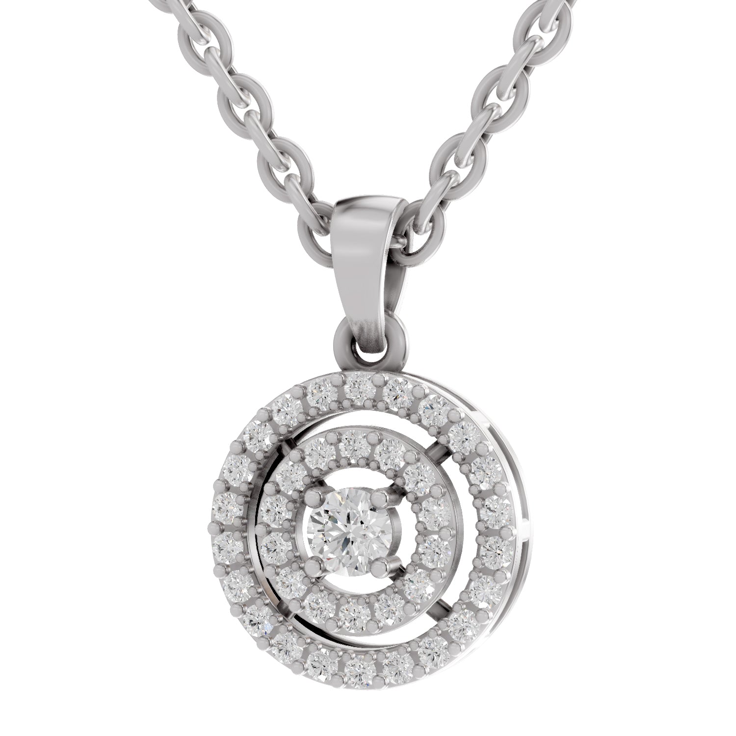 0.28 Ct Double Halo Diamond Pendant in 14K