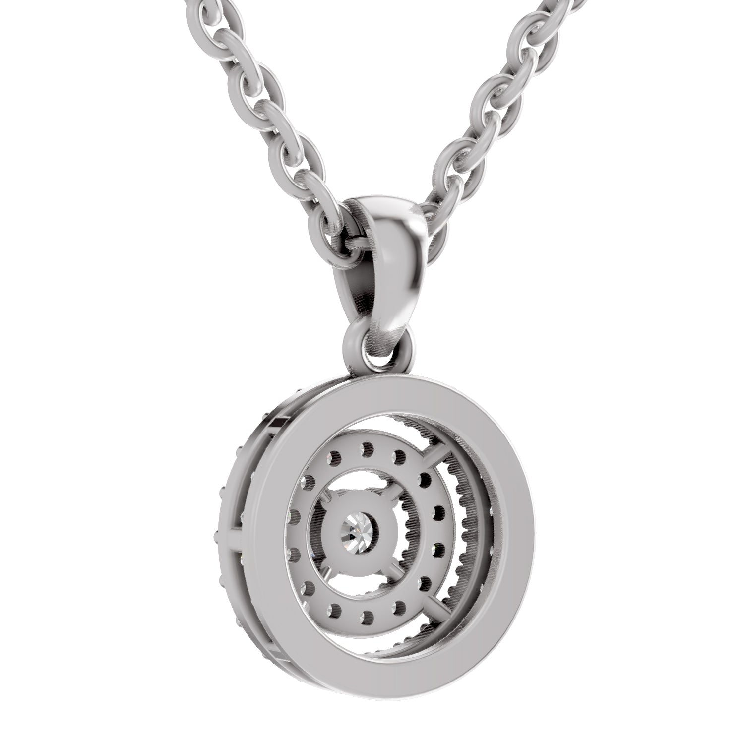 0.28 Ct Double Halo Diamond Pendant in 14K