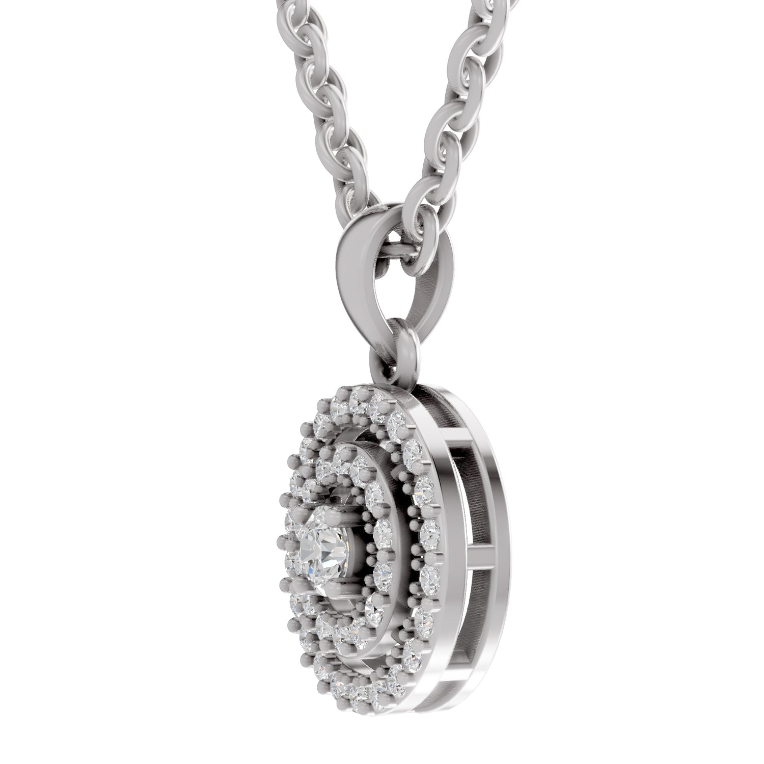 0.28 Ct Double Halo Diamond Pendant in 14K