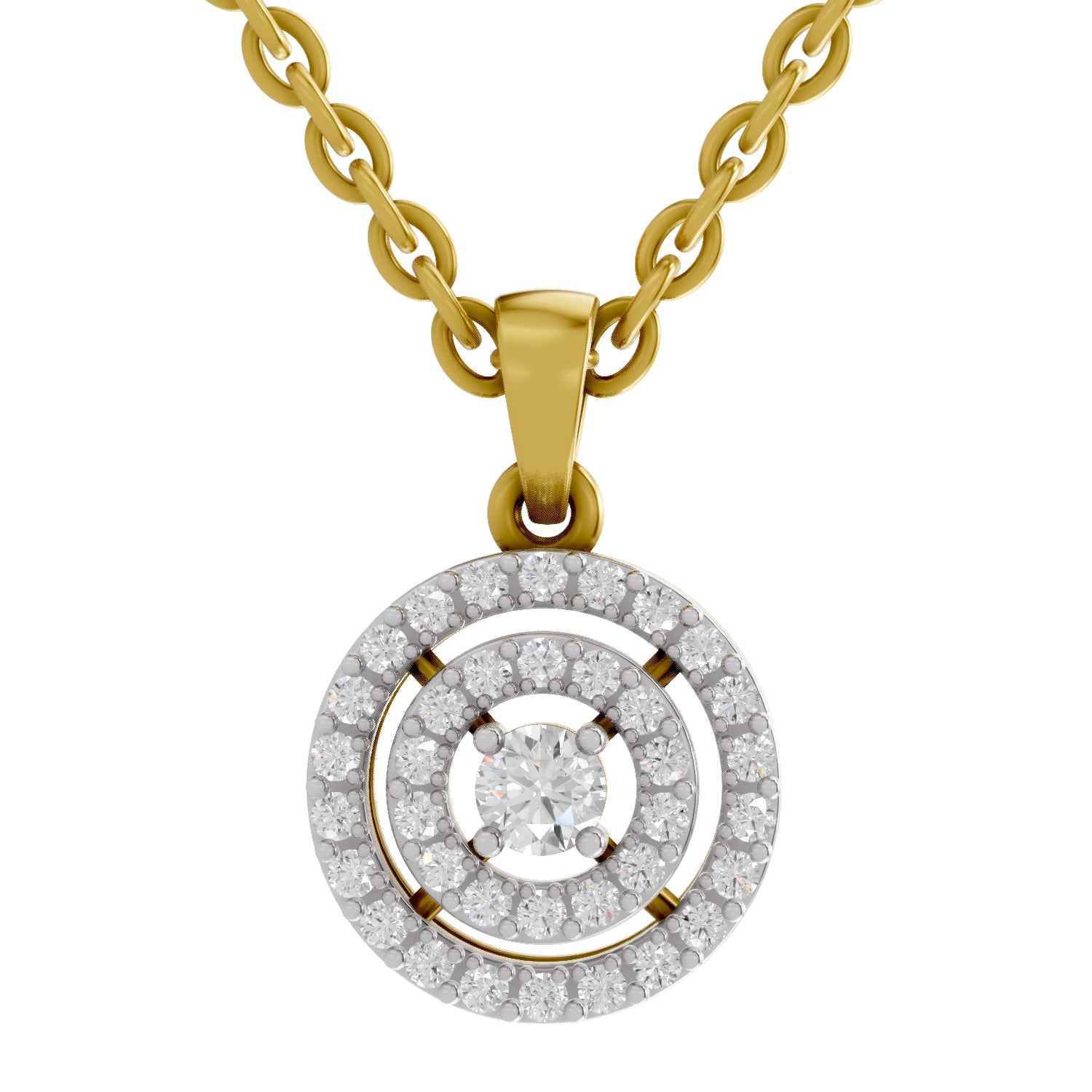 0.28 Ct Double Halo Diamond Pendant in 14K