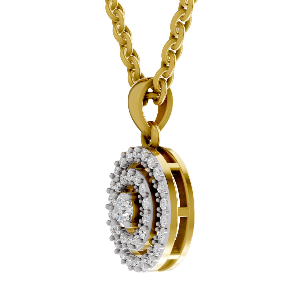 0.28 Ct Double Halo Diamond Pendant in 14K