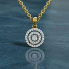 0.28 Ct Double Halo Diamond Pendant in 14K
