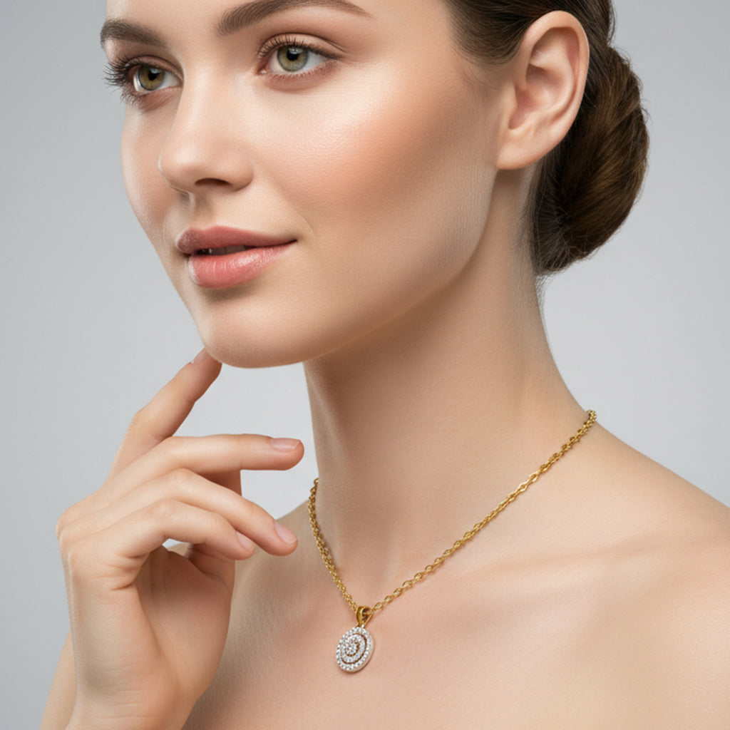 0.28 Ct Double Halo Diamond Pendant in 14K