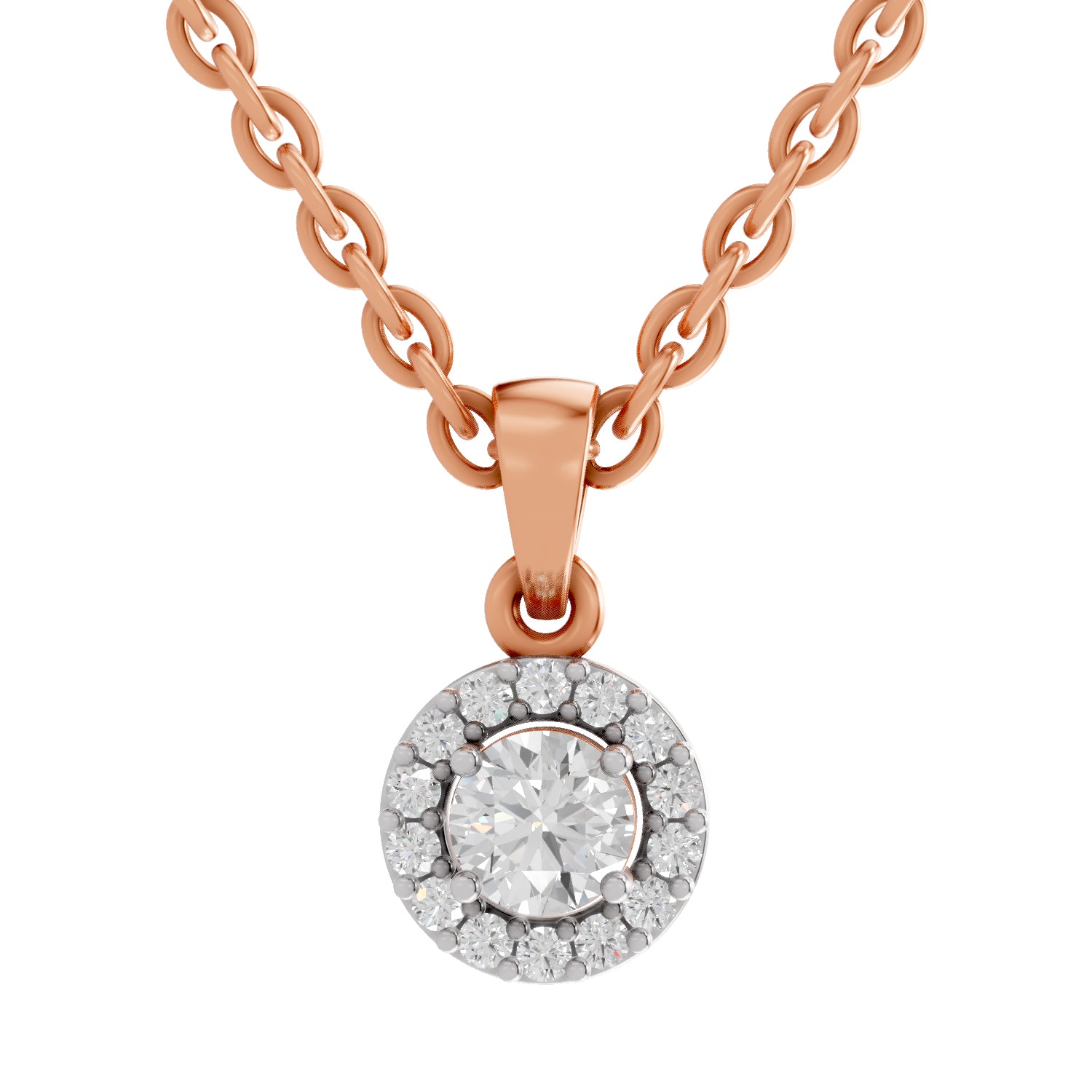 0.36 Ct Halo Diamond Pendant in 14K