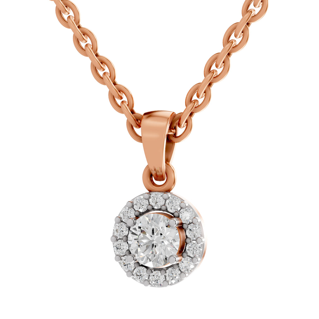 0.36 Ct Halo Diamond Pendant in 14K