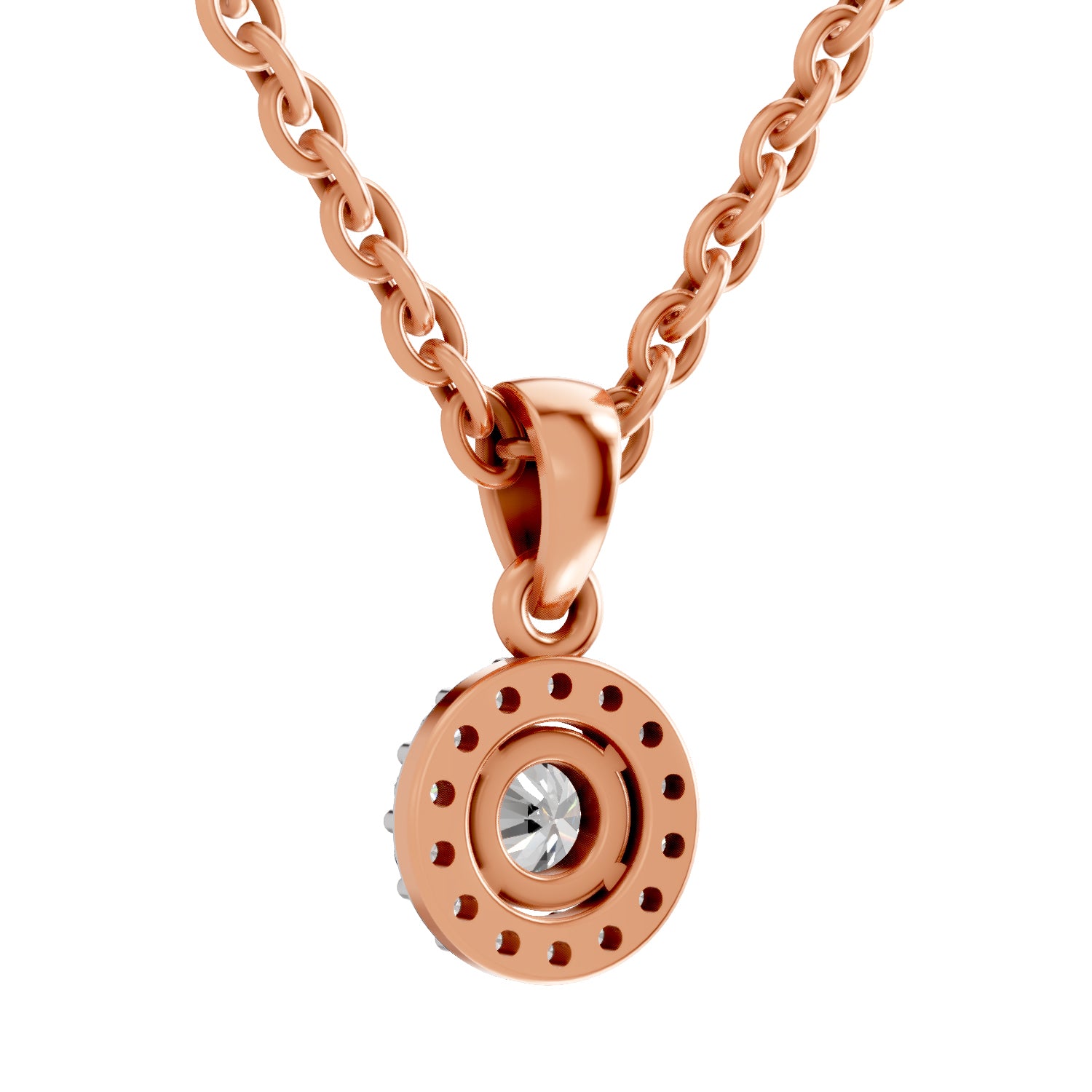 0.36 Ct Halo Diamond Pendant in 14K