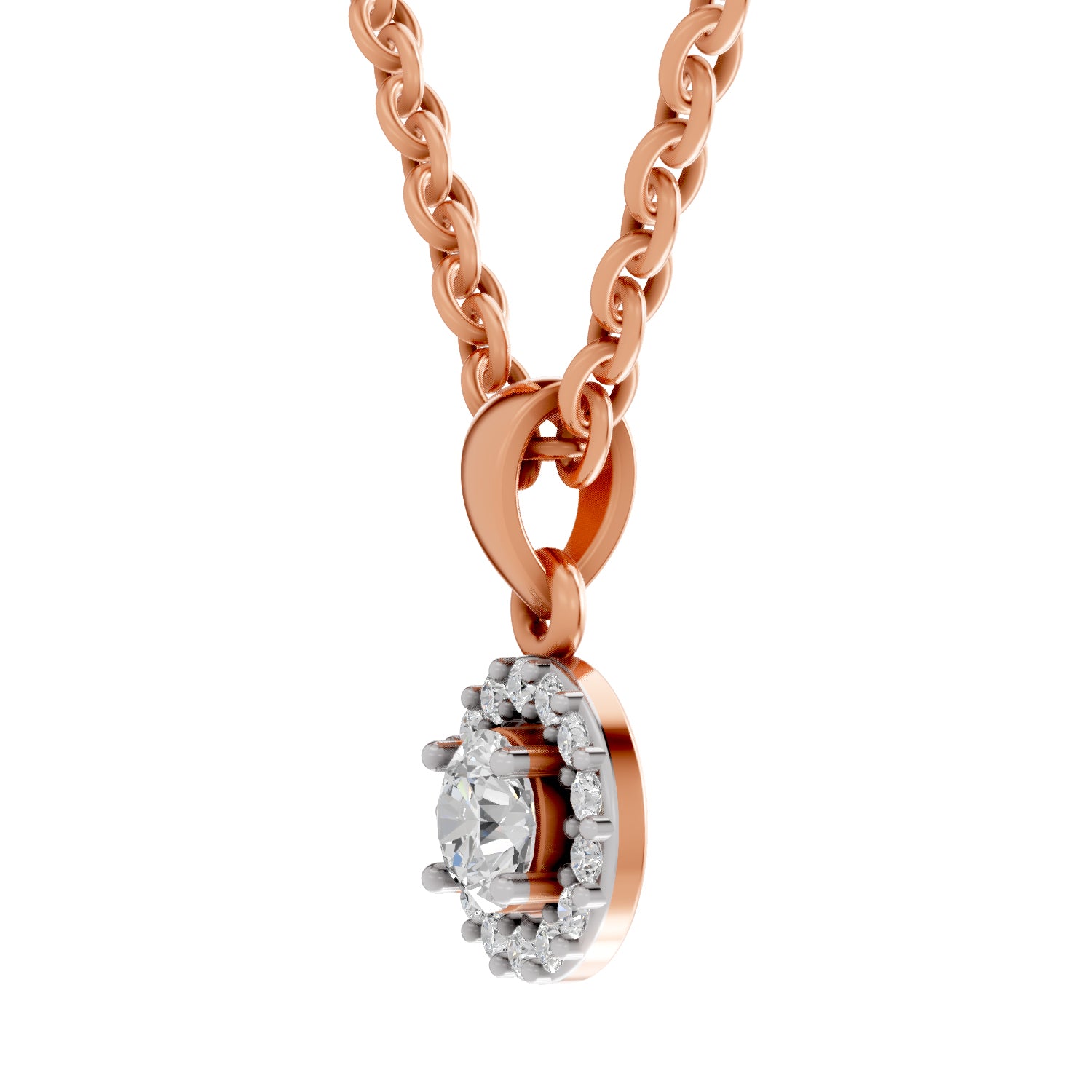 0.36 Ct Halo Diamond Pendant in 14K