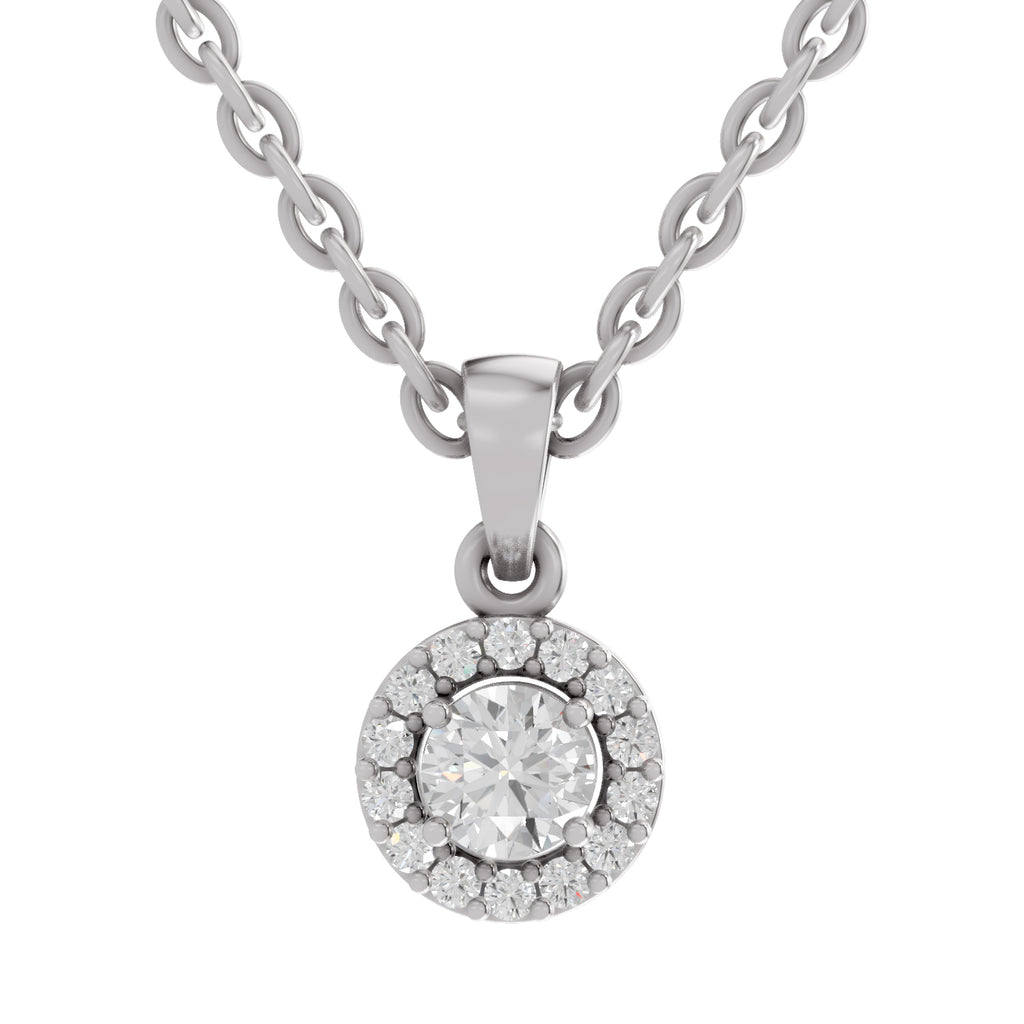 0.36 Ct Halo Diamond Pendant in 14K