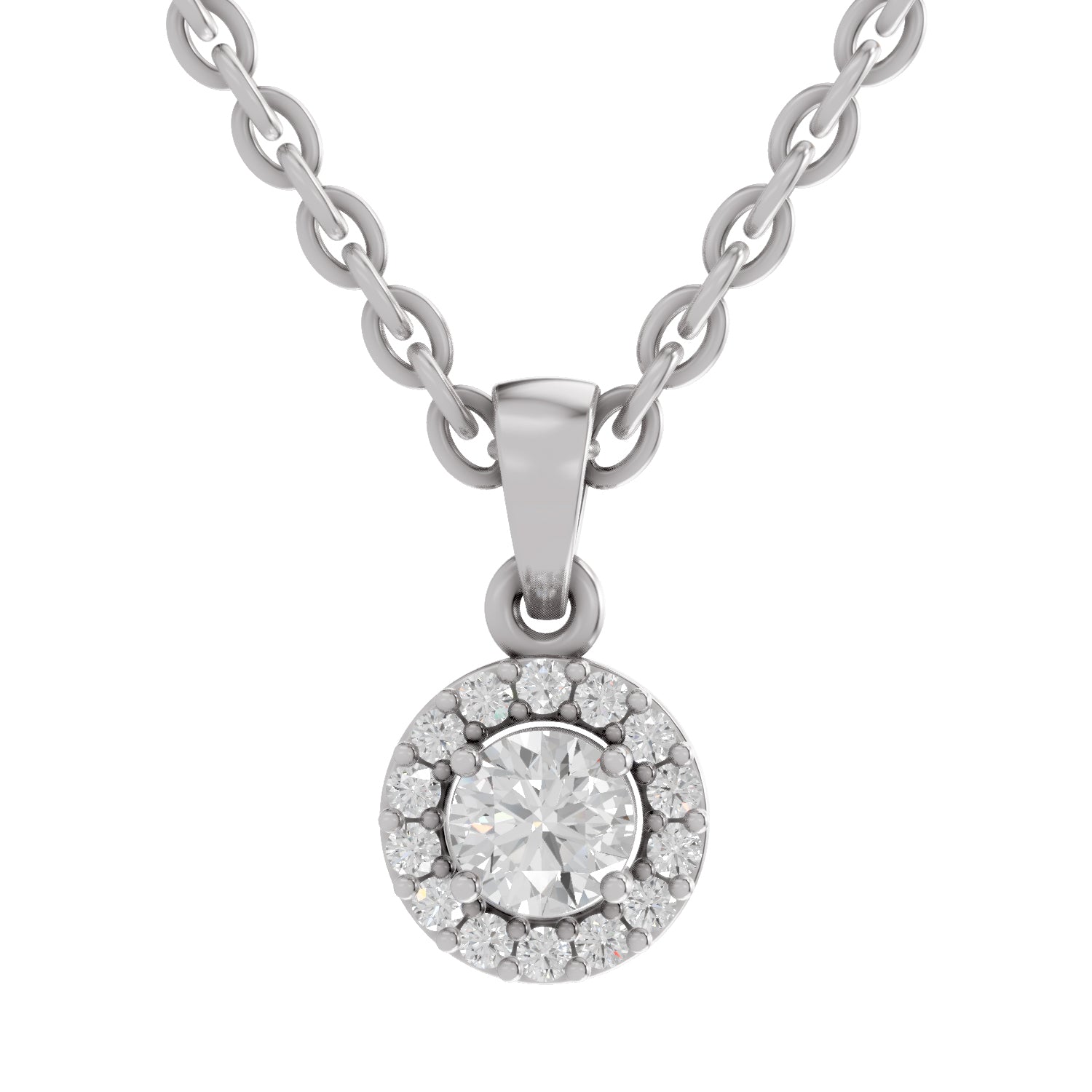 0.36 Ct Halo Diamond Pendant in 14K