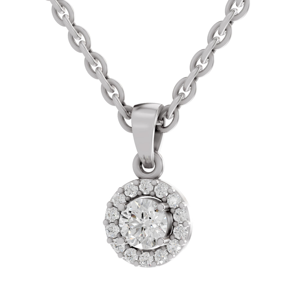 0.36 Ct Halo Diamond Pendant in 14K