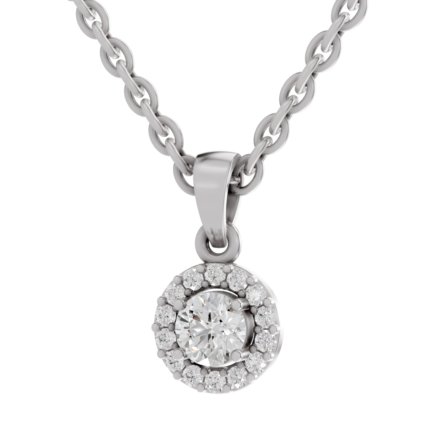 0.36 Ct Halo Diamond Pendant in 14K