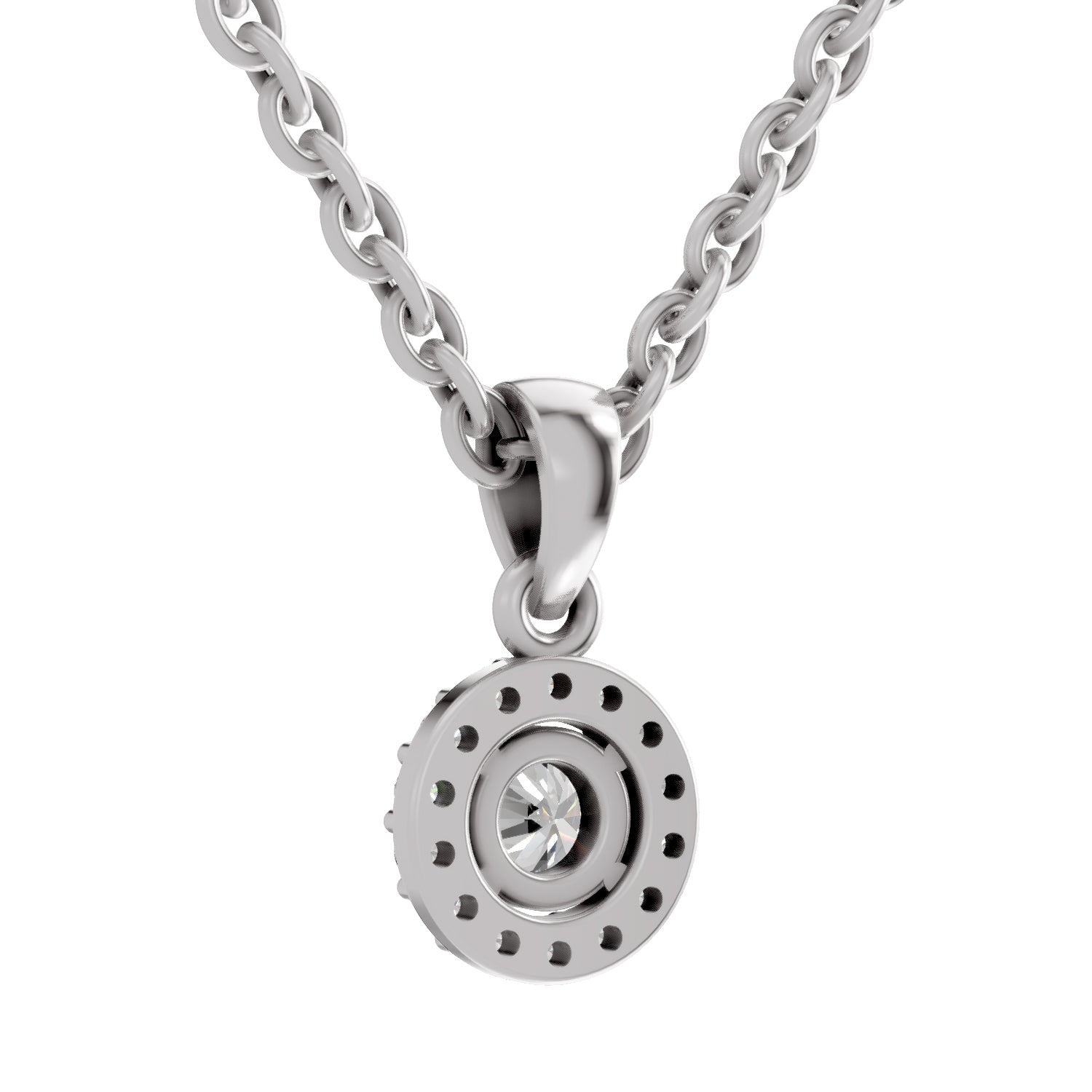 0.36 Ct Halo Diamond Pendant in 14K