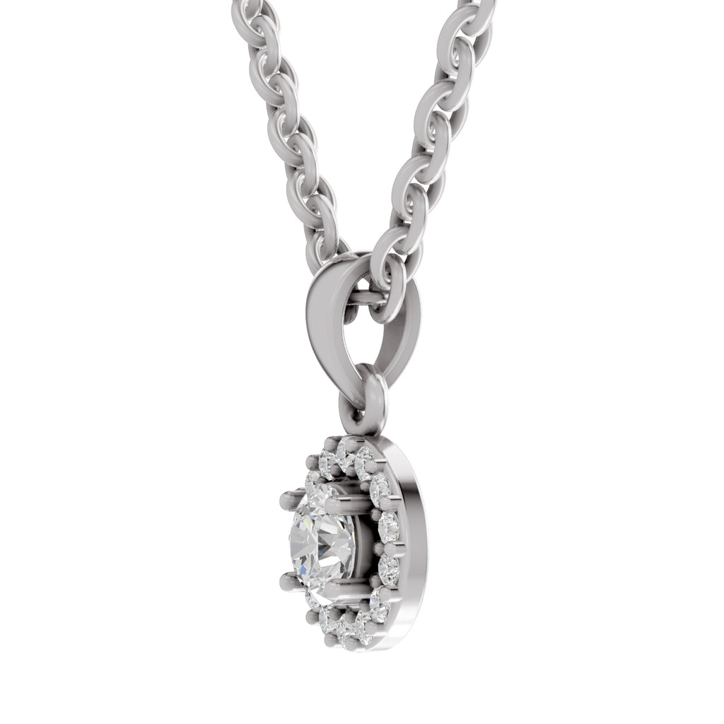 0.36 Ct Halo Diamond Pendant in 14K