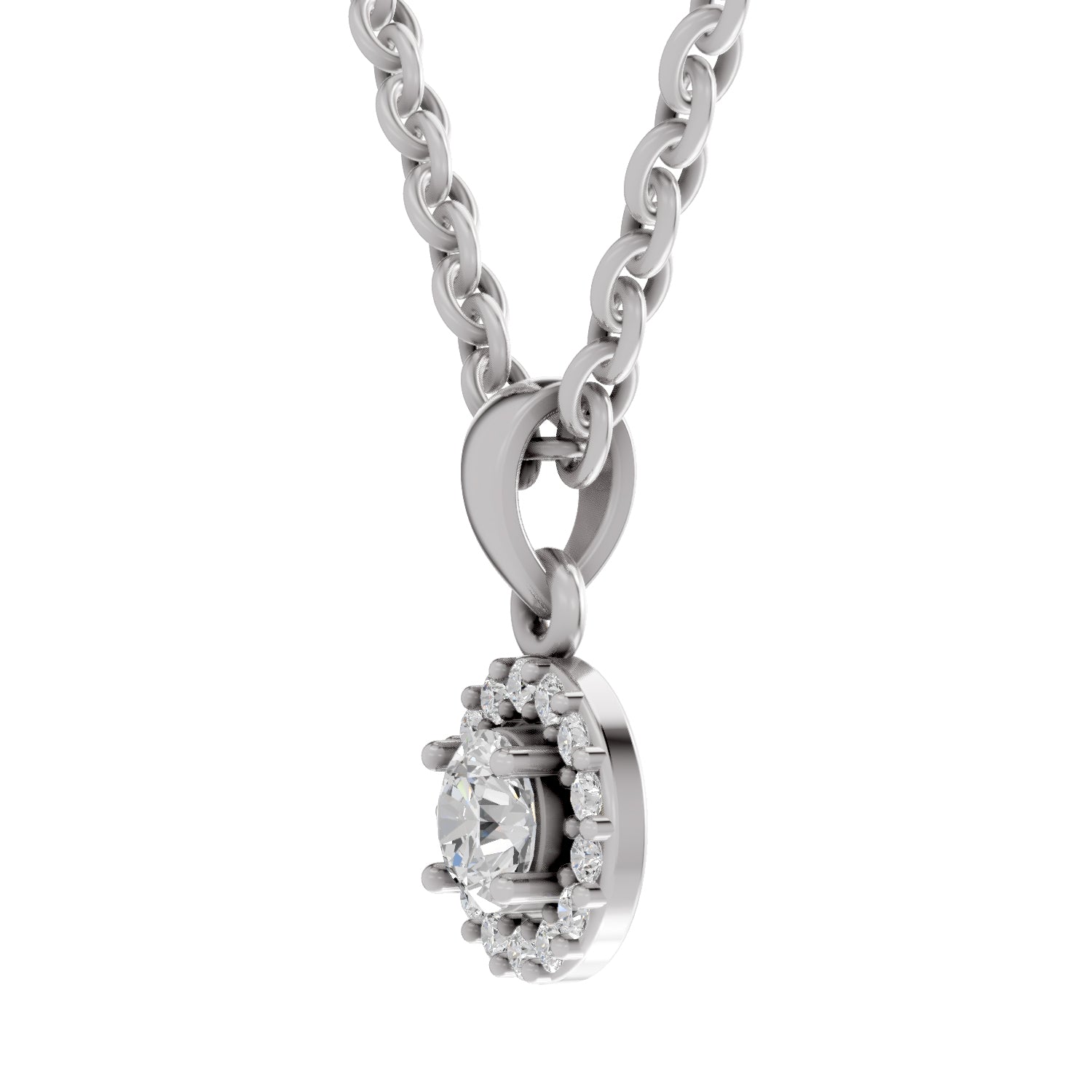 0.36 Ct Halo Diamond Pendant in 14K
