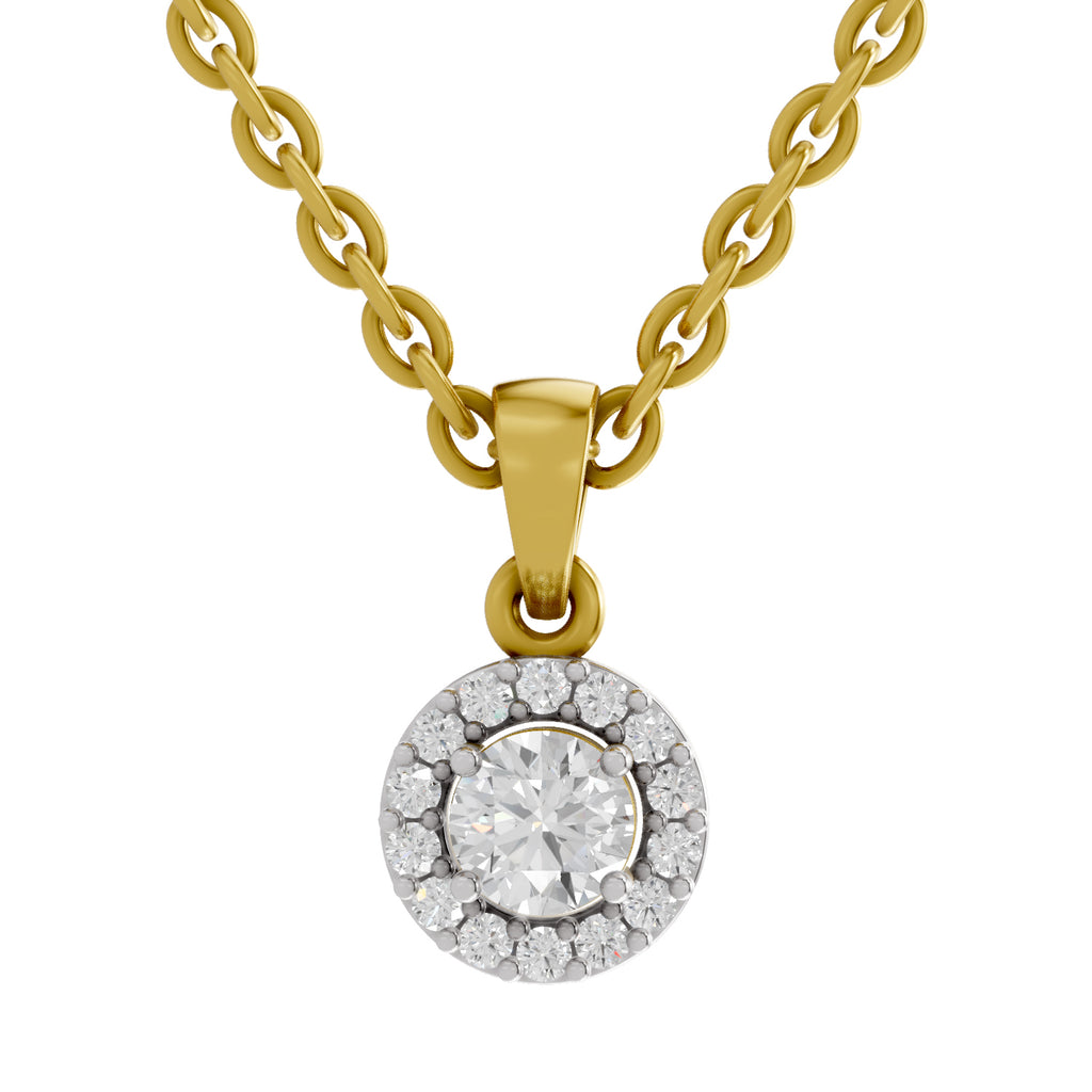 0.36 Ct Halo Diamond Pendant in 14K