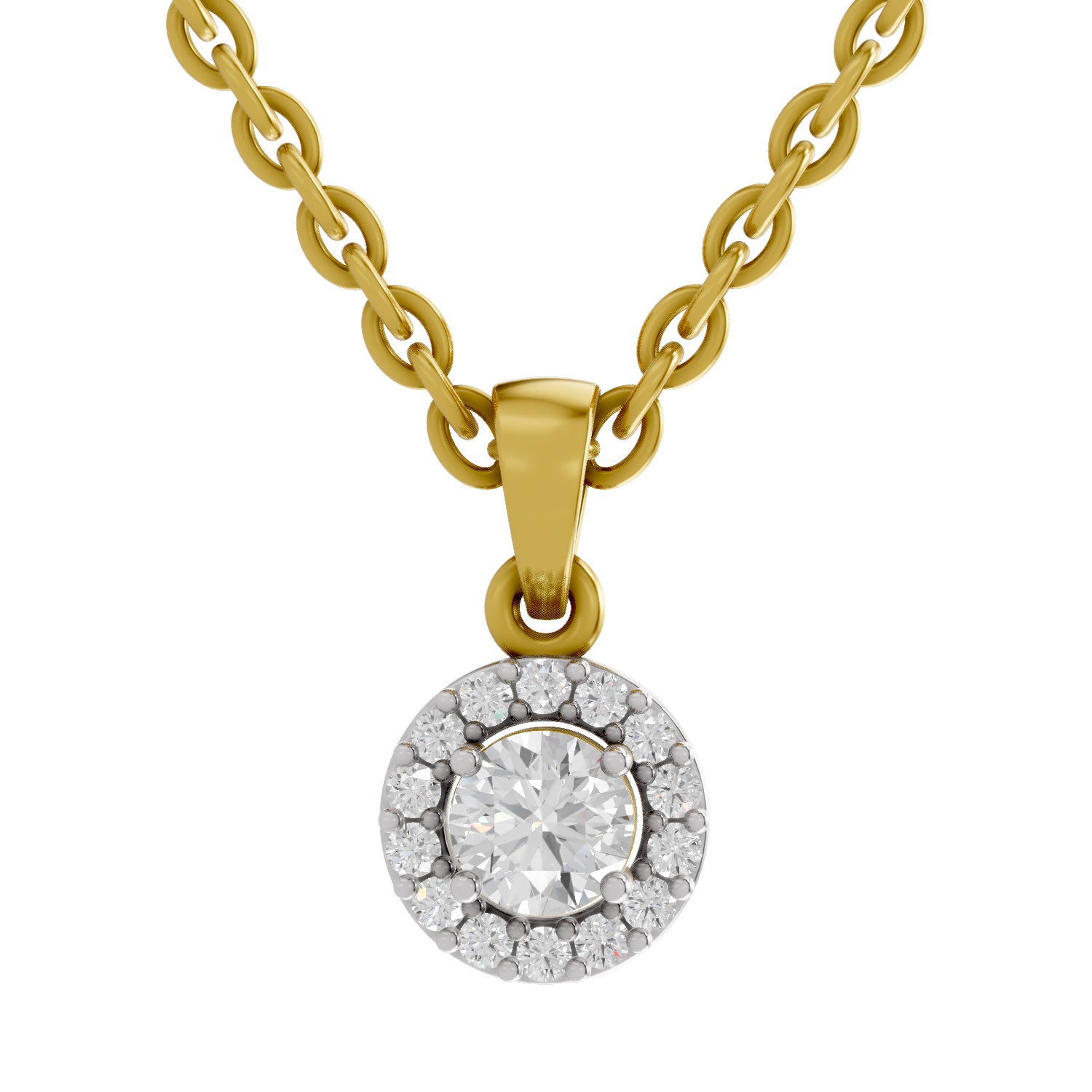 0.36 Ct Halo Diamond Pendant in 14K